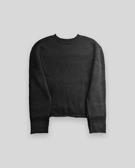 PROLIXO MOHAIR KNIT SWEATER IN JET BLACK